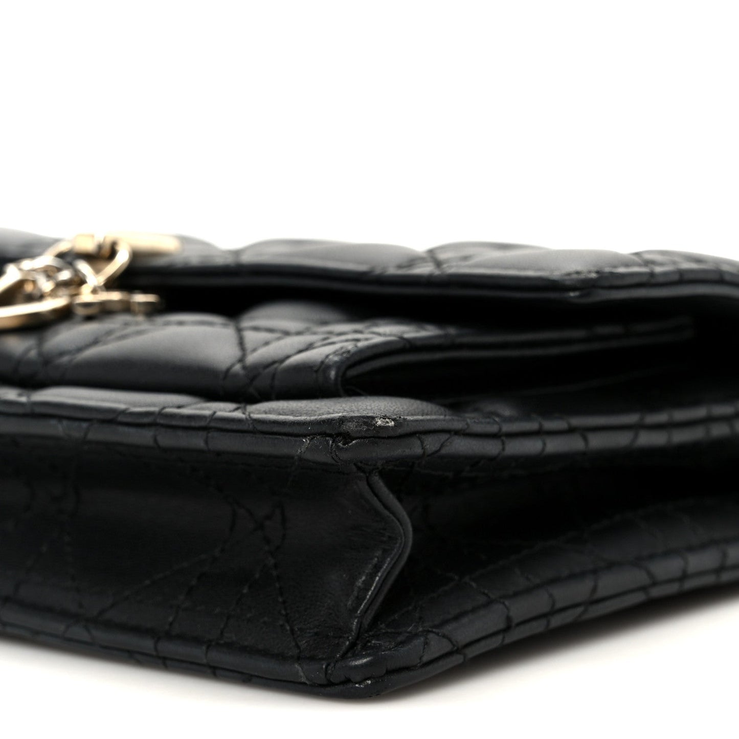Christian Dior Lambskin Cannage Chain My Dior Daily Chain Pouch Black