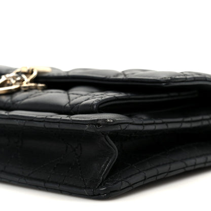 Christian Dior Lambskin Cannage Chain My Dior Daily Chain Pouch Black