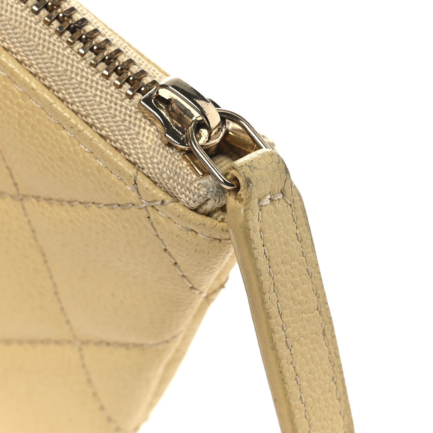 Chanel Caviar Quilted Studded CC Small Pouch Yellow