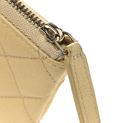 Chanel Caviar Quilted Studded CC Small Pouch Yellow