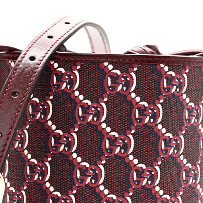 Gucci GG Shadow Monogram Mini Bucket Bag Rosso Ancora Red