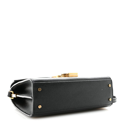 Saint Laurent Grain De Poudre Mini Classic Monogram Cassandra Top Handle Black