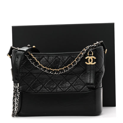 Chanel Aged Calfskin Quilted New Medium Gabrielle Hobo Black