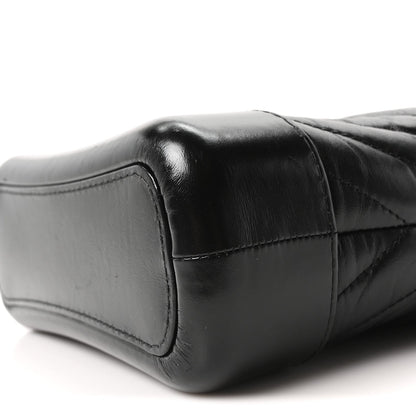 Chanel Aged Calfskin Chevron Quilted Small Gabrielle Hobo Black