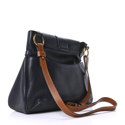 Chloe Grained Lambskin Calfskin Medium Lexa Shoulder Bag Navy