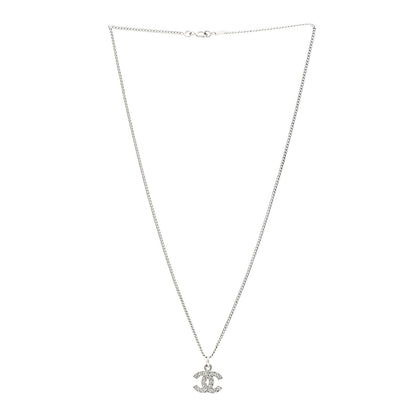 Chanel Crystal Timeless CC Necklace Silver