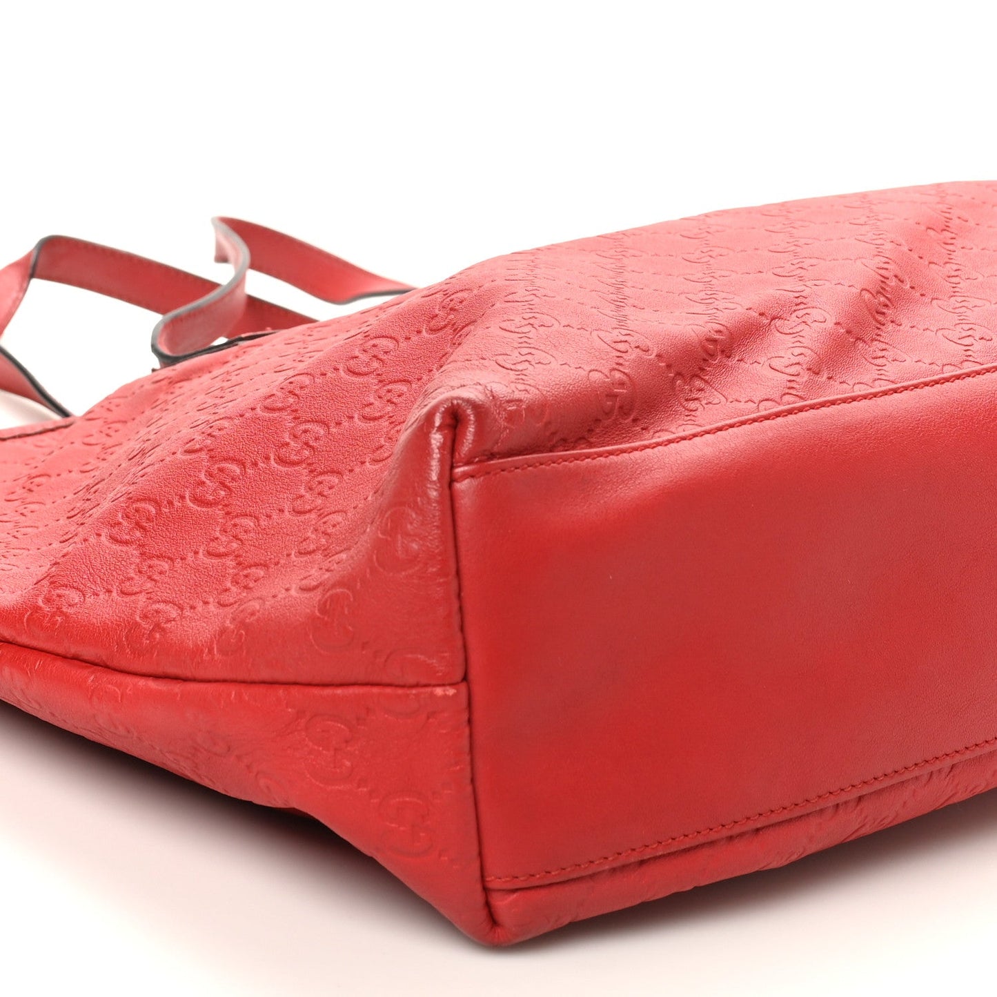 Gucci Guccissima Large Zippered Shopping Tote Red