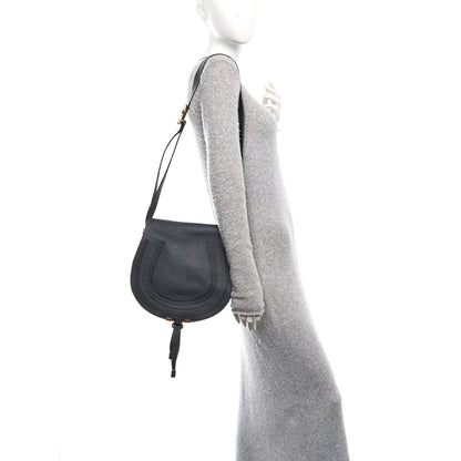 Chloe Grained Calfskin Medium Marcie Saddle Bag Iron Grey