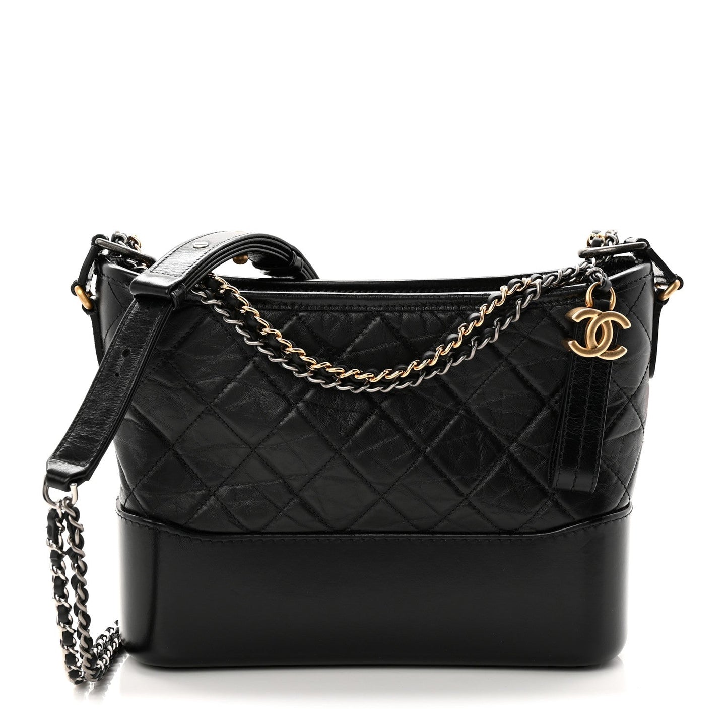 Chanel Aged Calfskin Quilted New Medium Gabrielle Hobo Black