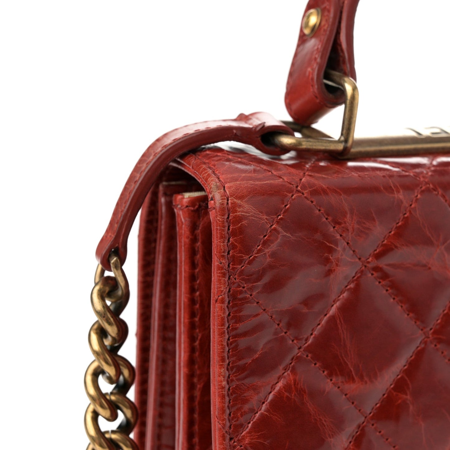 Chanel Glazed Calfskin Quilted Rita Top Handle Flap Red