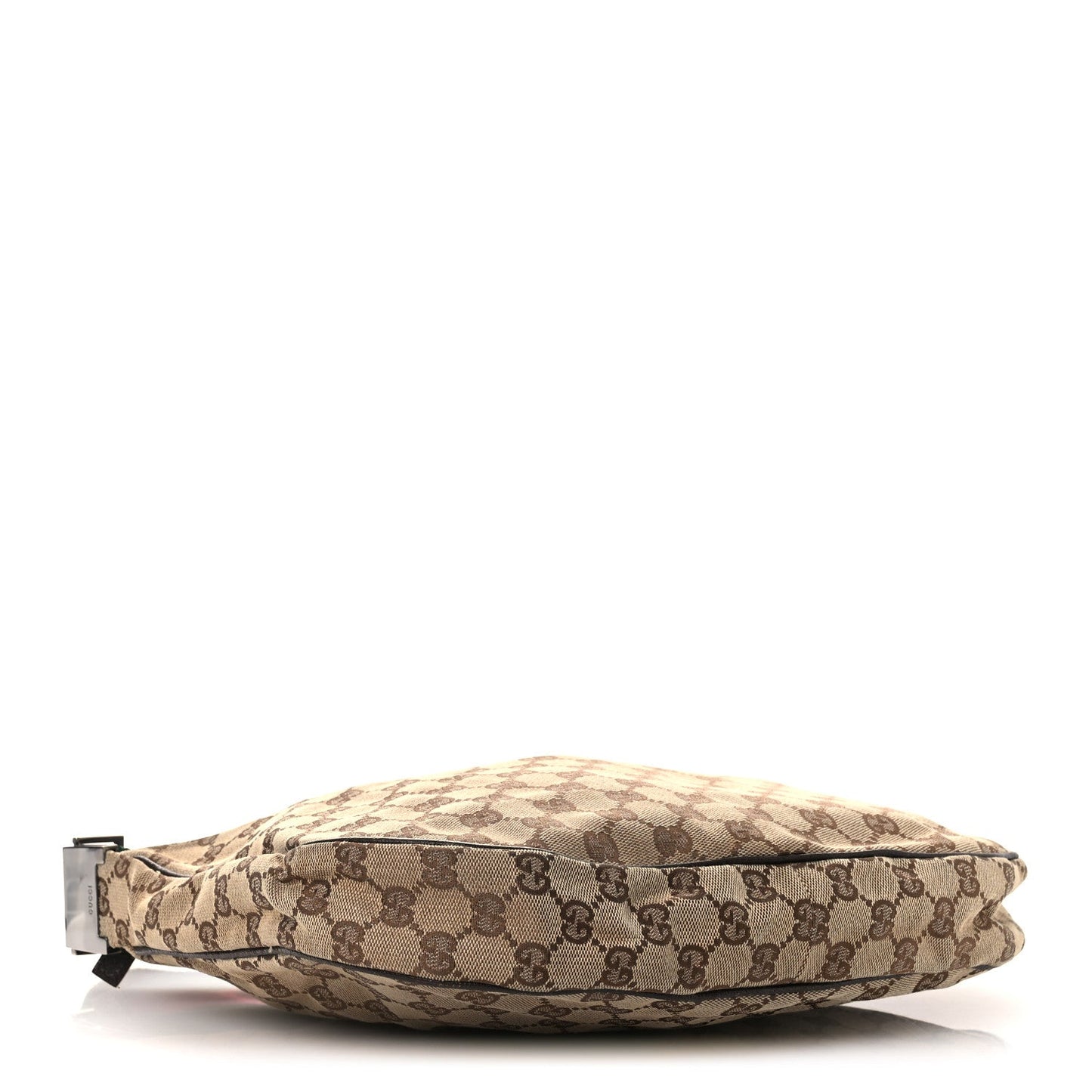 Gucci Monogram Web Medium Half Moon Hobo Dark Brown