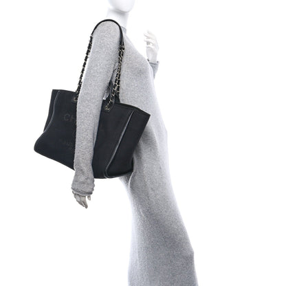 Chanel Canvas Medium Deauville Tote Black