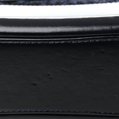 Chanel Tweed Calfskin Quilted Medium Gabrielle Hobo Black Blue