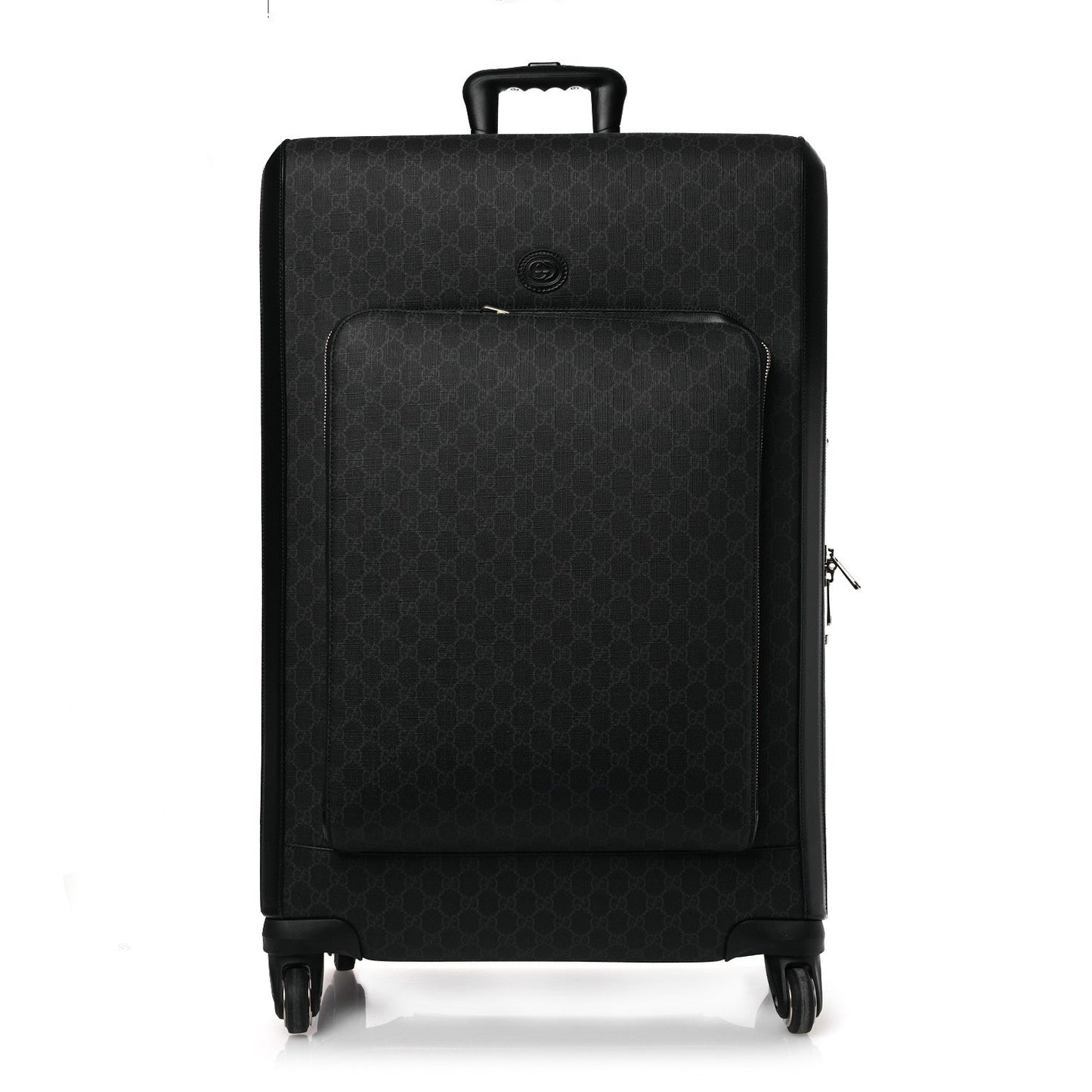 Gucci GG Supreme Monogram Large Four Wheel Suitcase Black Grey