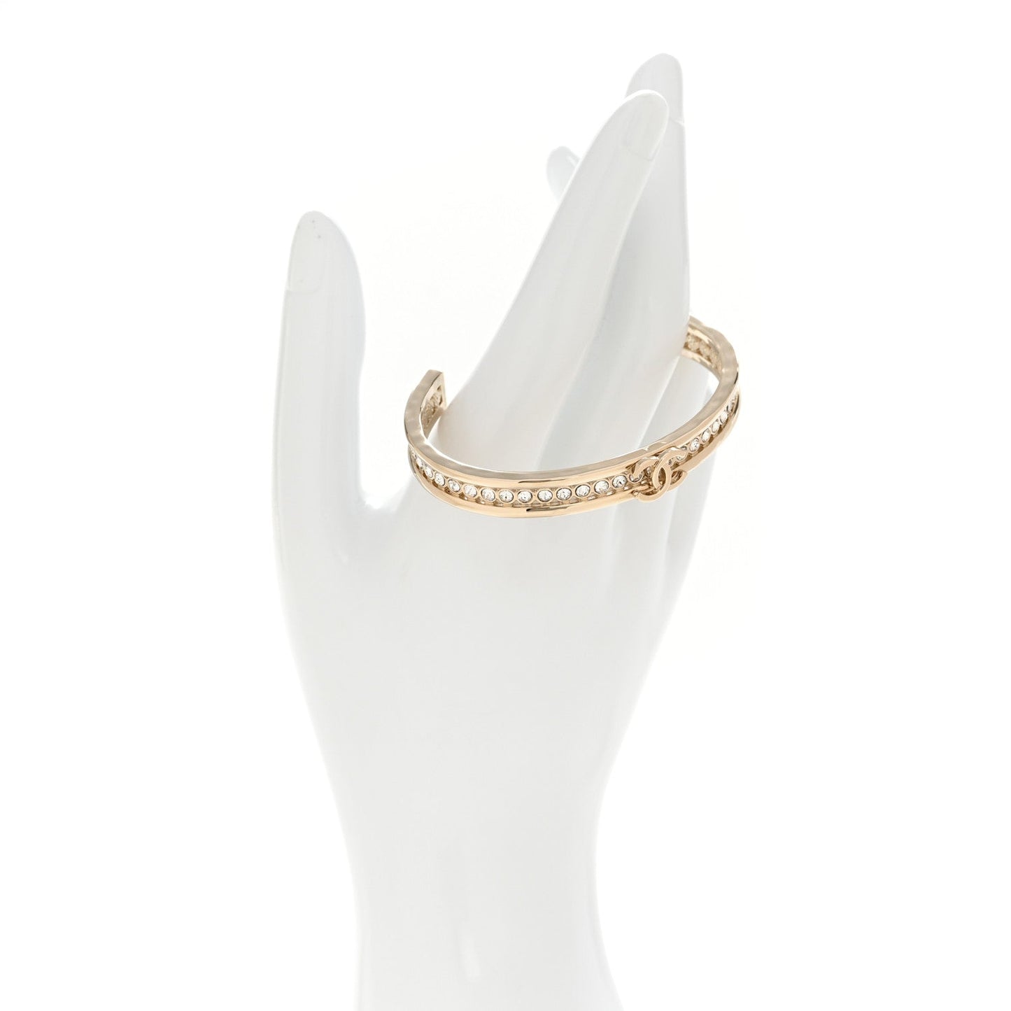 Chanel Crystal CC Cuff Bracelet M Gold