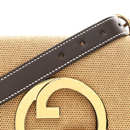 Gucci Canvas Dollar Calfskin Blondie Chain Shoulder Flap Bag Brown