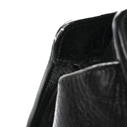 Saint Laurent Calfskin Crocodile Embossed Small Monogram Cabas Black