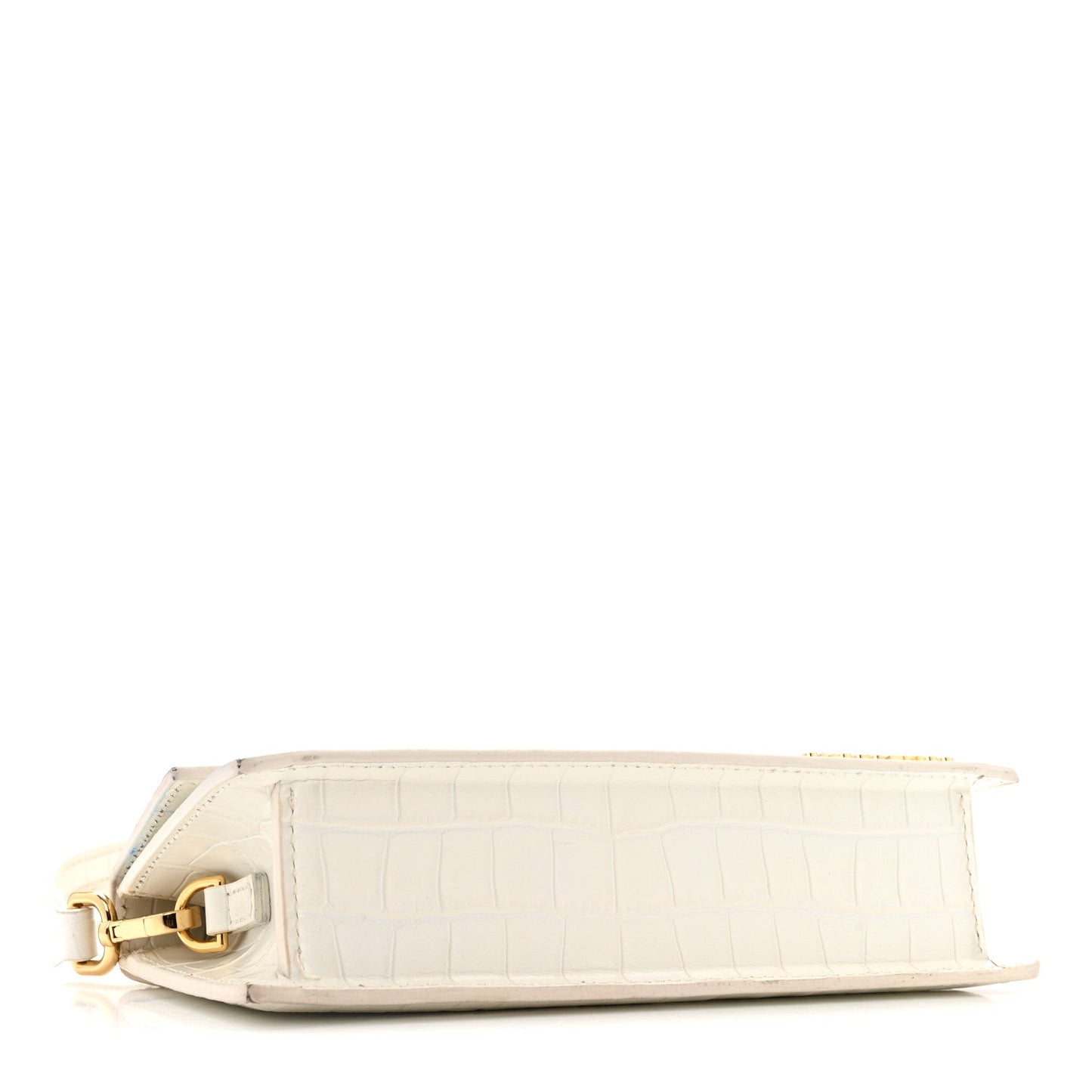 Jacquemus Calfskin Crocodile Embossed Le Chiquito Long White