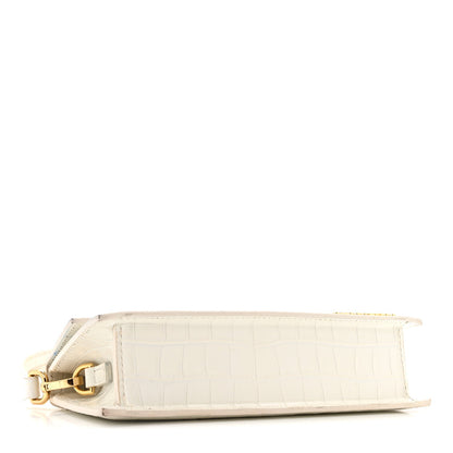 Jacquemus Calfskin Crocodile Embossed Le Chiquito Long White