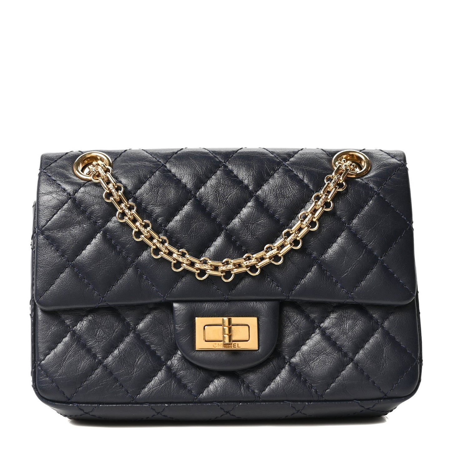 Chanel Aged Calfskin Quilted 2.55 Reissue Mini Flap Navy