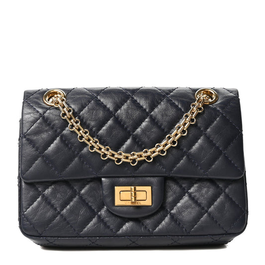 Chanel Aged Calfskin Quilted 2.55 Reissue Mini Flap Navy
