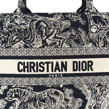 Christian Dior Canvas Embroidered Small Dioriviera Toile De Jouy Book Tote Blue
