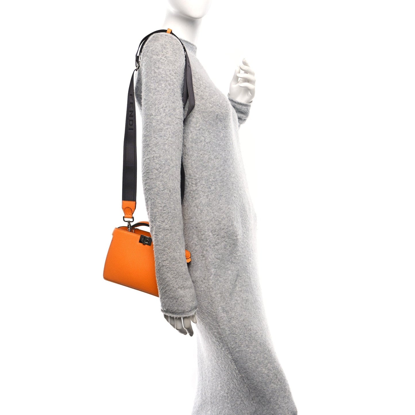 Fendi Cuoio Romano Vitello Cover Bi-Color Peekaboo I See U X Cross Satchel Orange