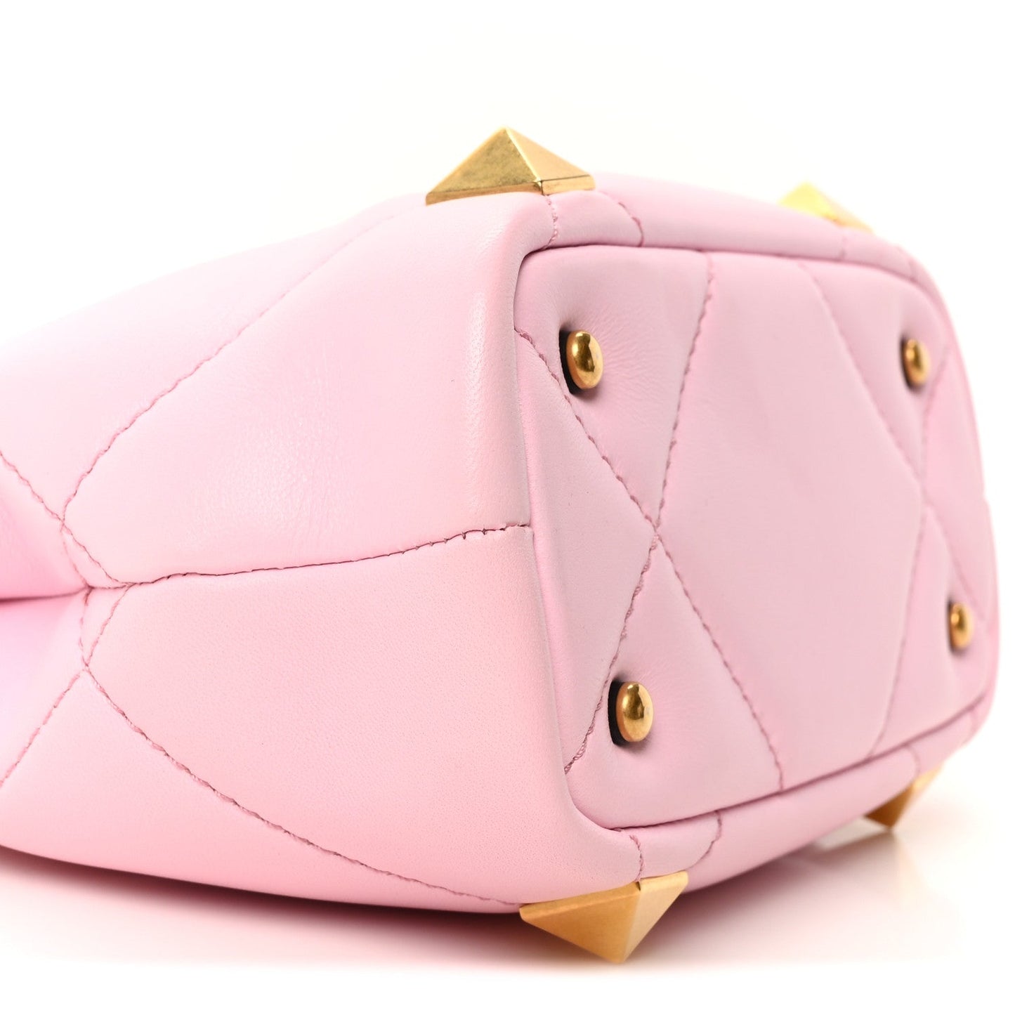 Valentino Garavani Nappa Mini Roman Stud The Handle Bag Pink Borealis