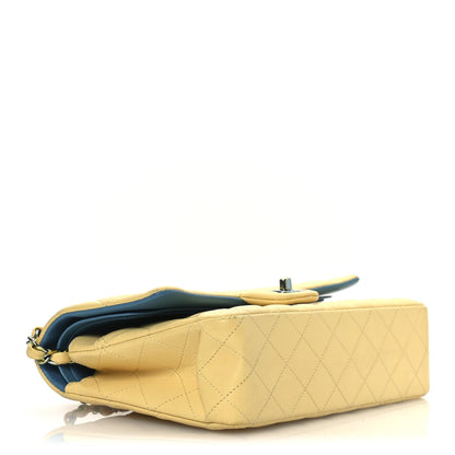 Chanel Lambskin Quilted Medium Double Flap Yellow Blue