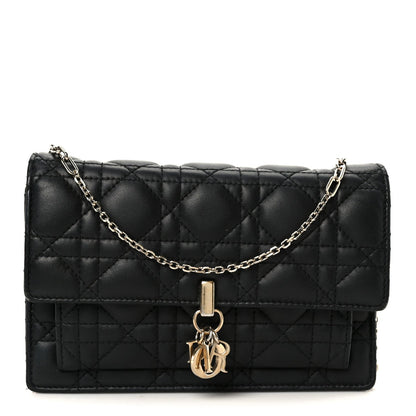 Christian Dior Lambskin Cannage Chain My Dior Daily Chain Pouch Black