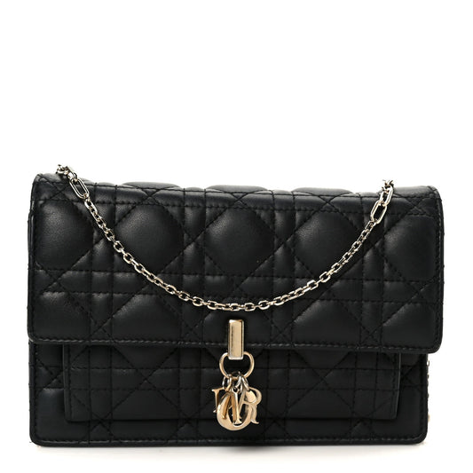 Christian Dior Lambskin Cannage Chain My Dior Daily Chain Pouch Black