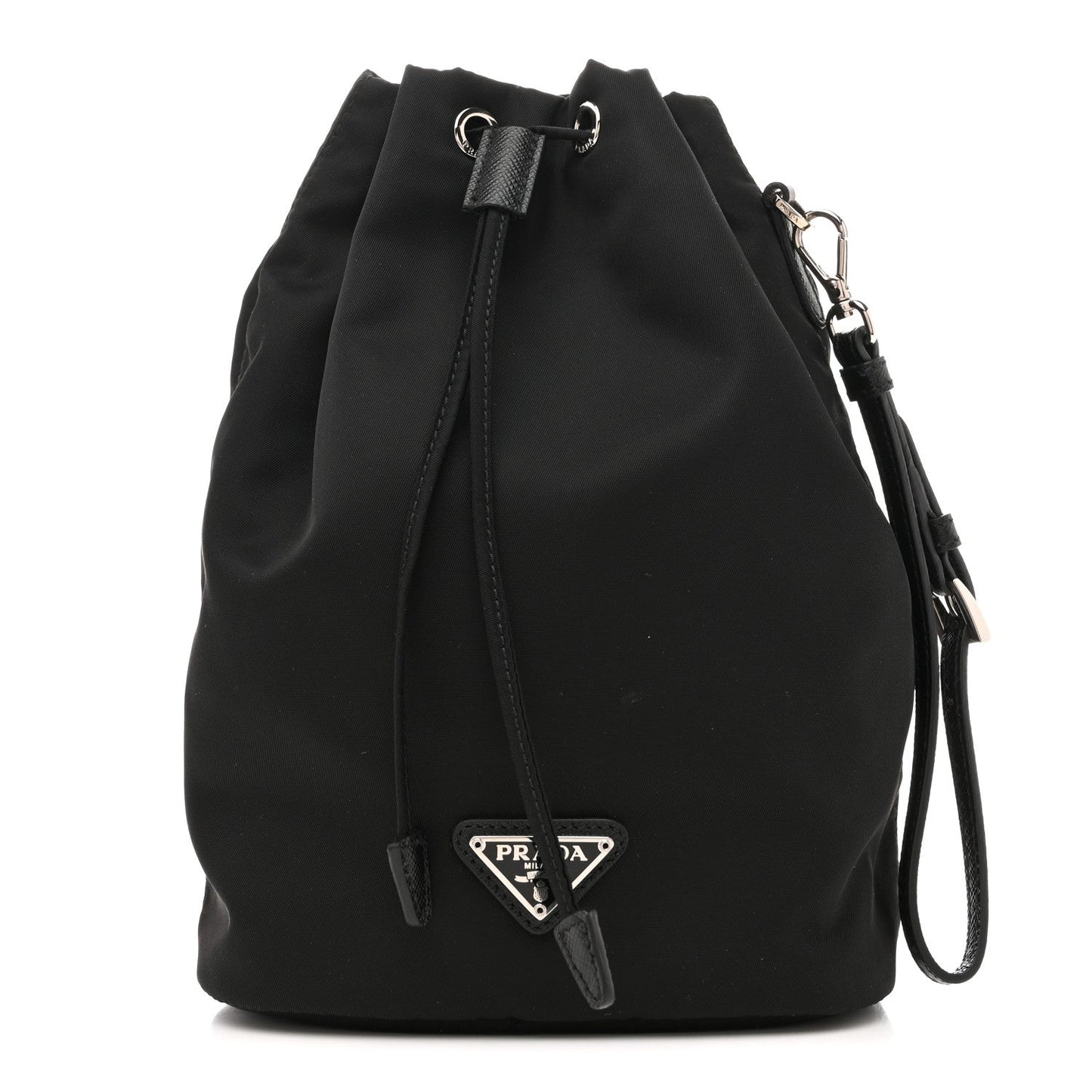 Prada Re-Nylon Vela Drawstring Wristlet Pouch Black