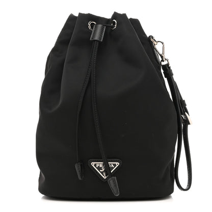 Prada Re-Nylon Vela Drawstring Wristlet Pouch Black