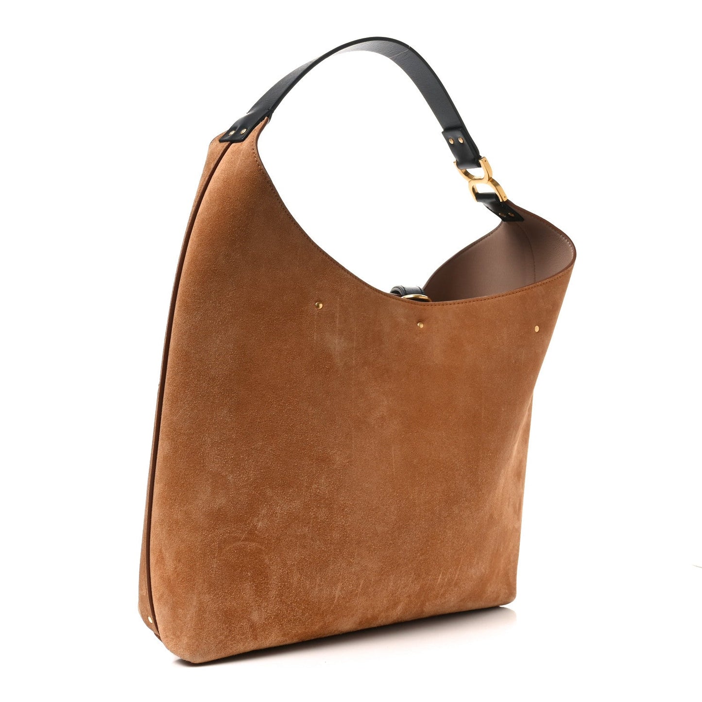 Chloe Suede Calfskin Marcie Hobo Bag Black Tan