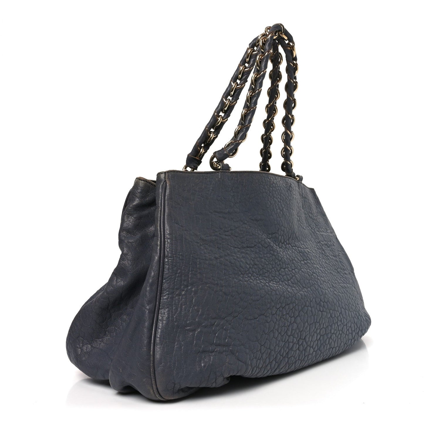 Fendi Crinkled Lambskin Mia Tote Blue