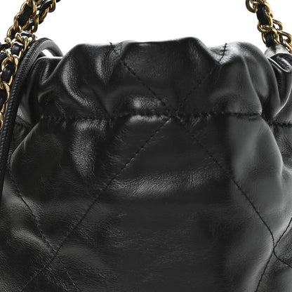 Chanel Shiny Calfskin Quilted Mini Chanel 22 Black