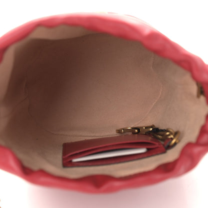 Gucci Calfskin Matelasse Mini GG Marmont 2.0 Bucket Bag Hibiscus Red