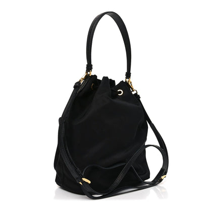 Prada Saffiano Tessuto Nylon Mini Bucket Crossbody Bag Black