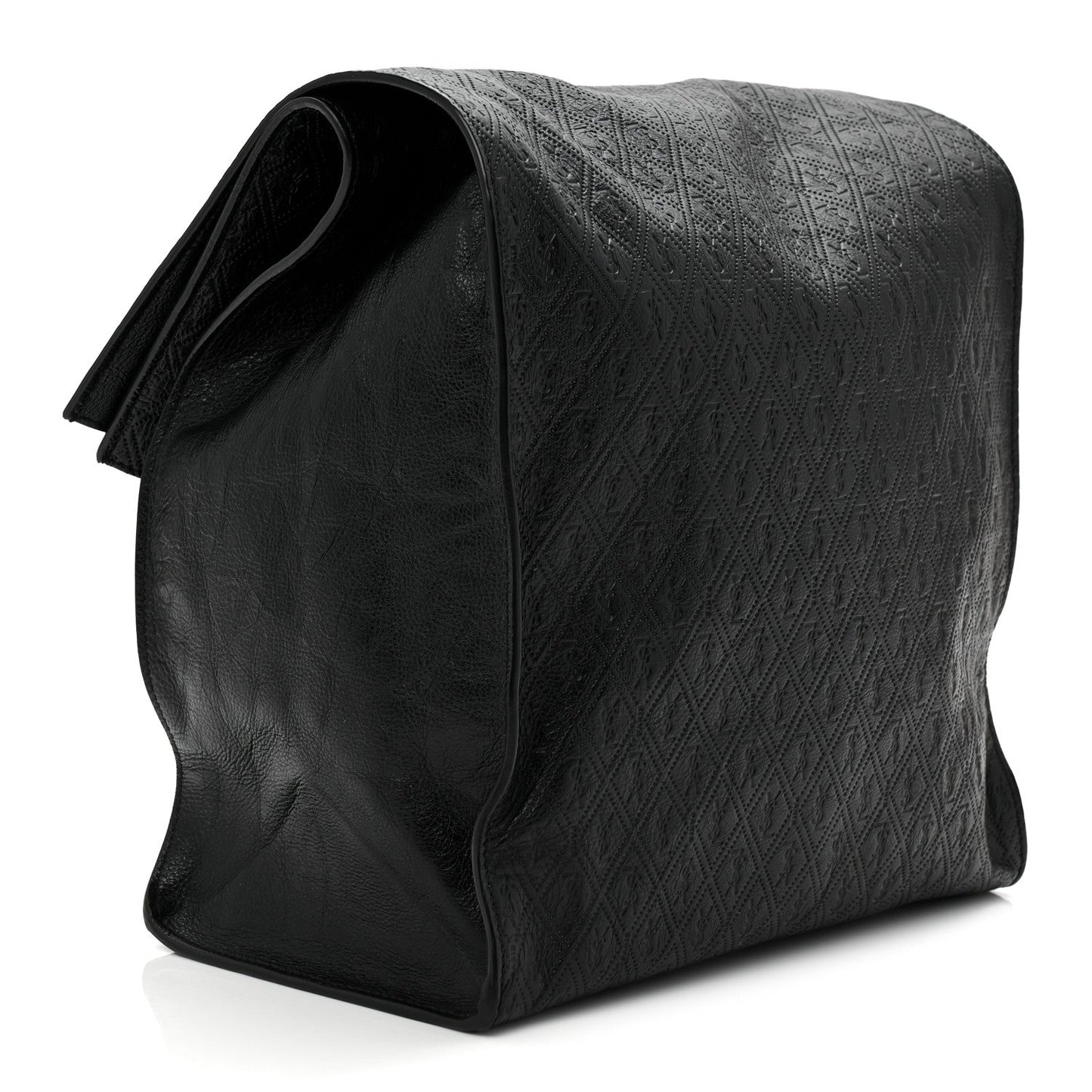 Saint Laurent Calfskin Monogram Deli Paper Bag  Vintage Black