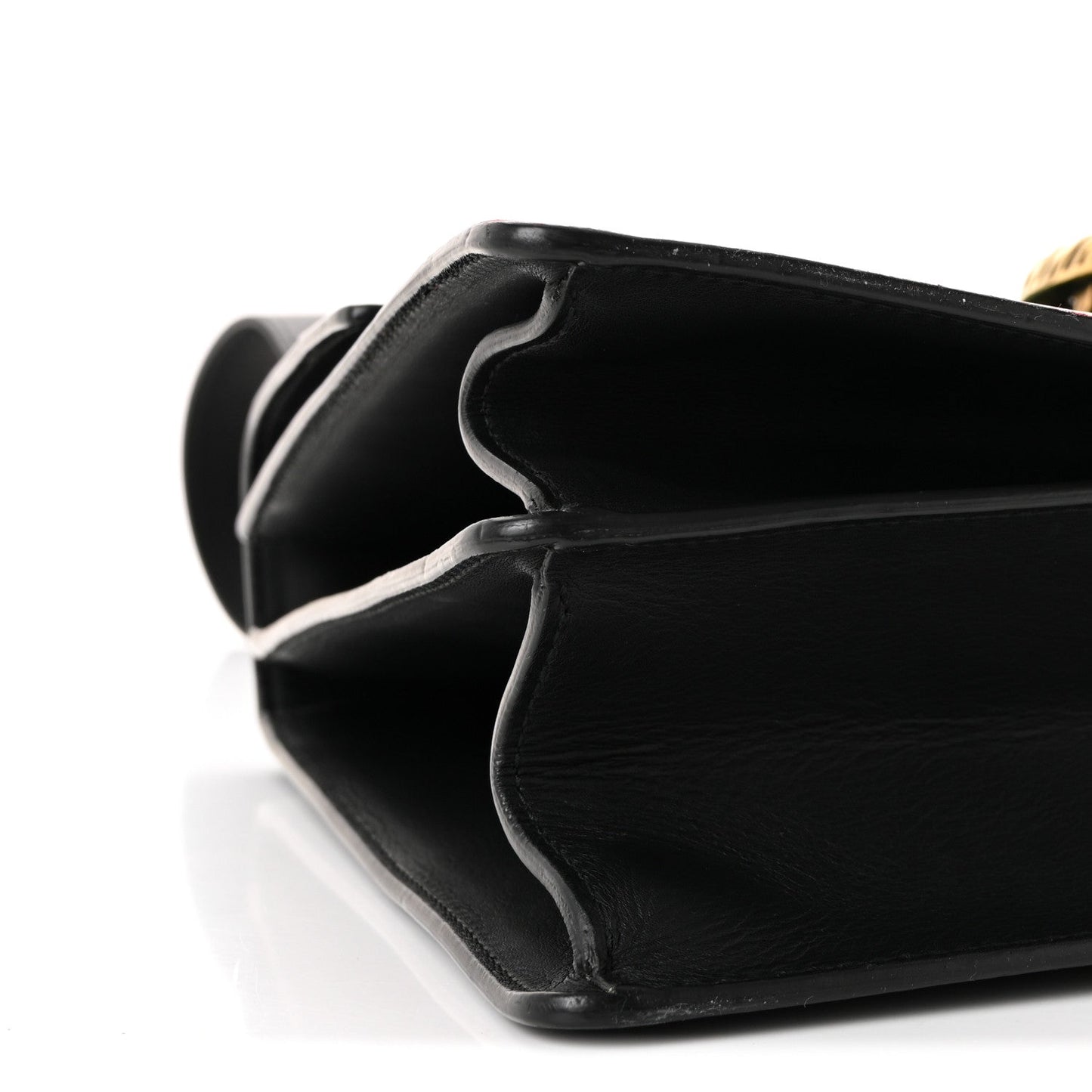 Gucci Moon Calfskin Web Large Dionysus Bamboo Top Handle Bag Black Bright Evergreen Hibiscus Red