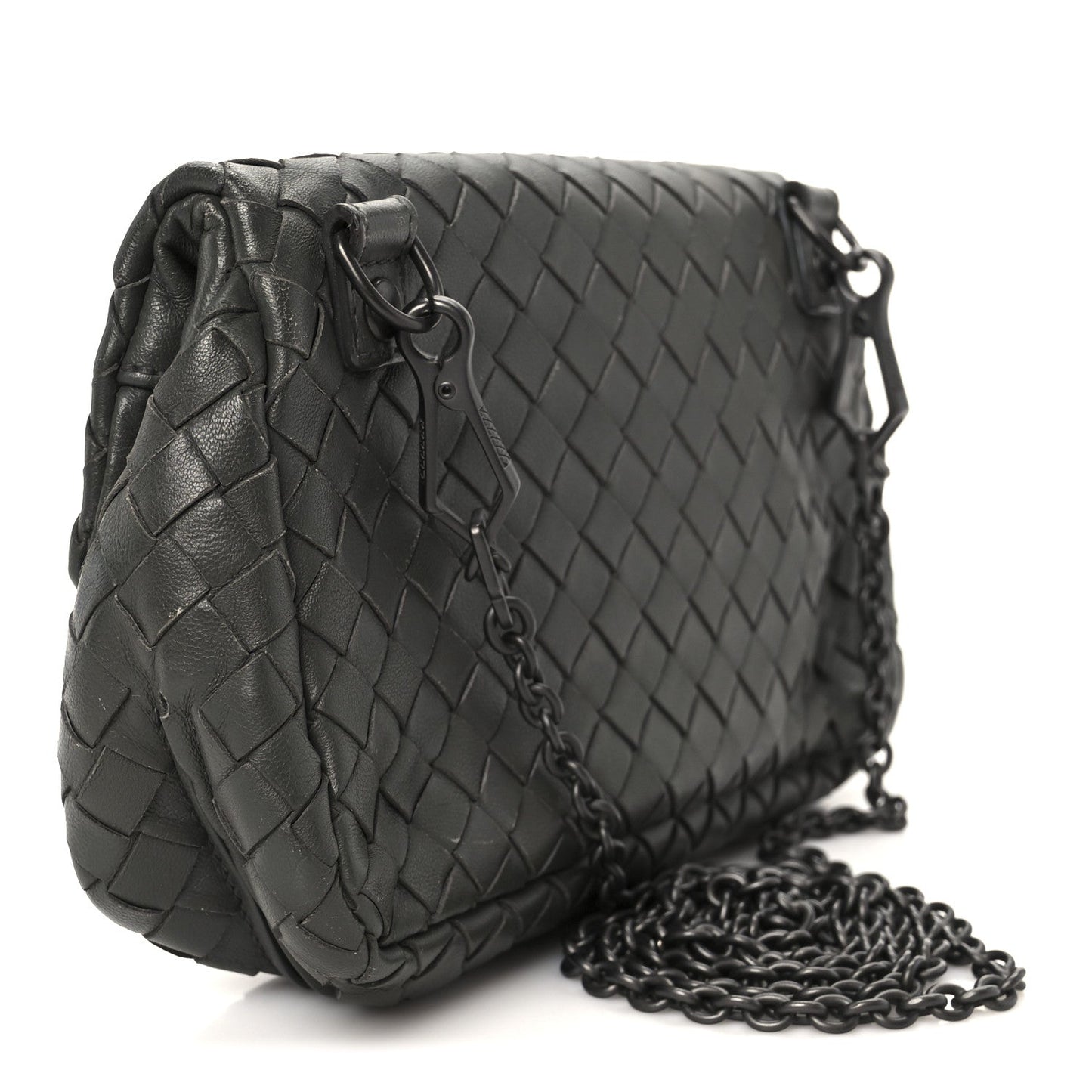 Bottega Veneta Nappa Intrecciato Small Chain Crossbody Light Grey