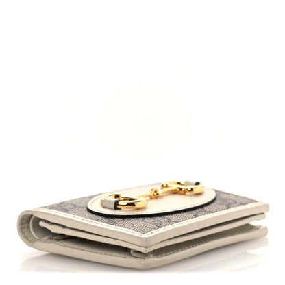 Gucci GG Supreme Monogram Azalea Calfskin Horsebit 1955 Card Case Wallet Beige Ebony Mystic White