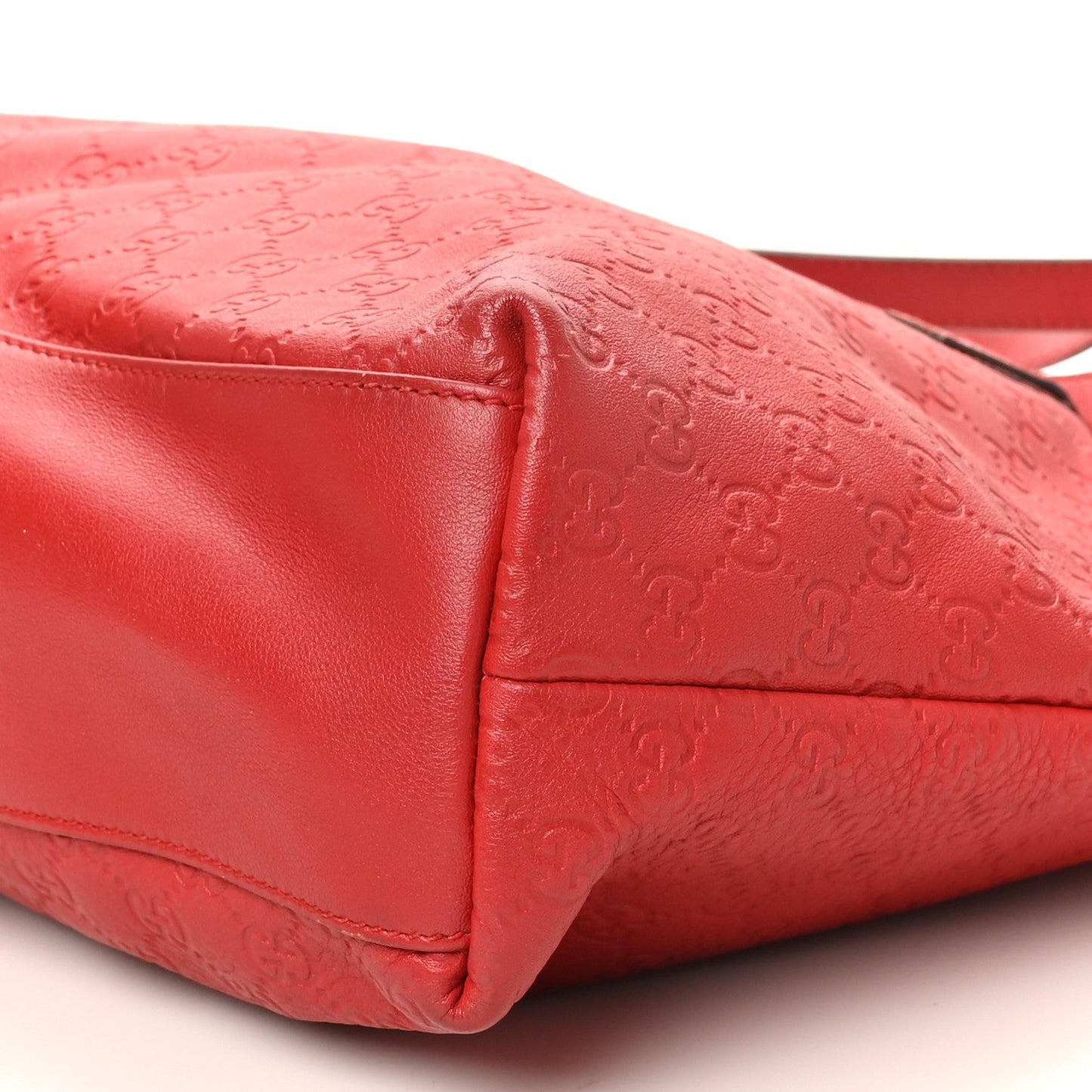 Gucci Guccissima Large Zippered Shopping Tote Red