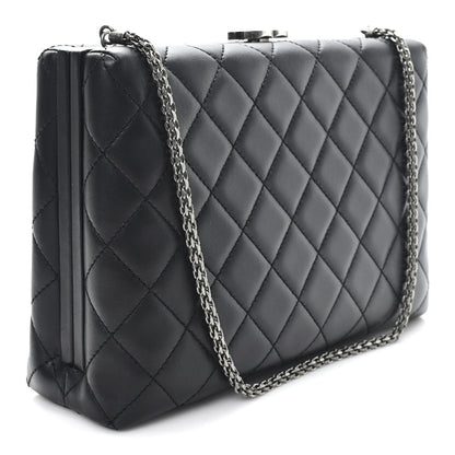 Chanel Lambskin Quilted Kisslock Minaudiere Black