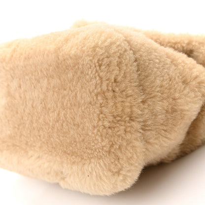 Saint Laurent Merino Shearling Lambskin Quilted Small Loulou Puffer Monogram Chain Satchel Natural Beige