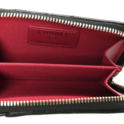Chanel Lambskin Quilted Chanel 19 Vertical Zip Card Holder Wallet Black