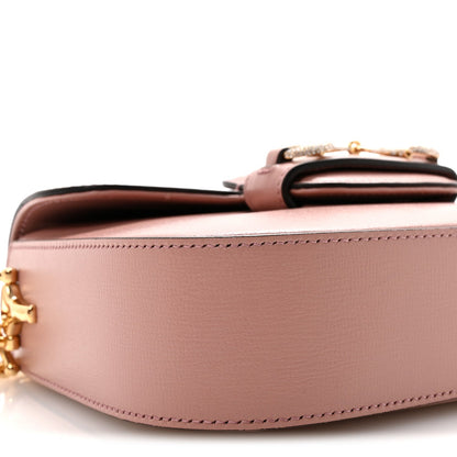 Gucci Azalea Calfskin Crystal GG Monogram Mini Horsebit 1955 Shoulder Bag Pink