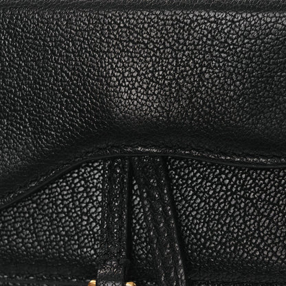 Christian Dior Goatskin Mini Saddle Shoulder Strap Pouch Black