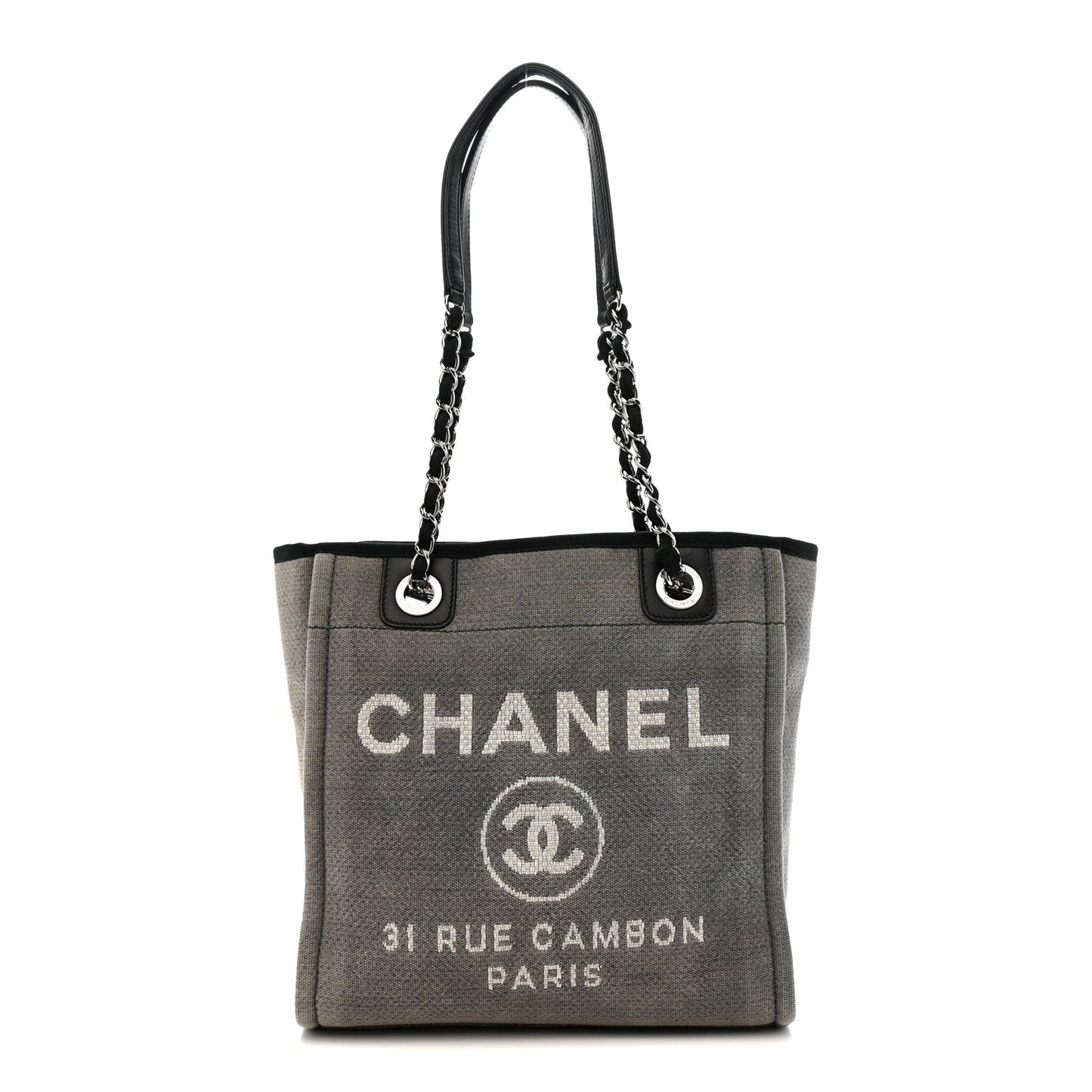 Chanel Canvas Mini Deauville Tote Dark Grey