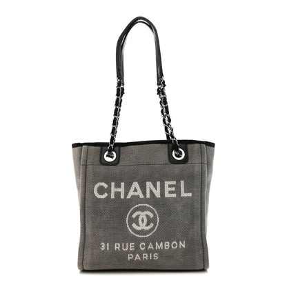 Chanel Canvas Mini Deauville Tote Dark Grey